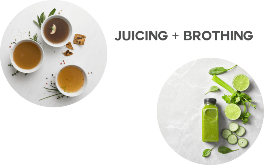 combining juicing and brothing for a gentle reset